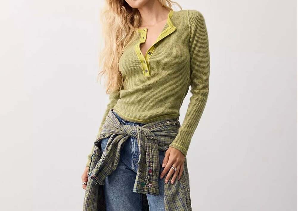 Free People Hudson Solid Cashmere Henley size medium